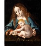 Cerchia di Leonardo da Vinci (Ambrogio de' Predis?) Madonna and Child (Madonna dei Fiori) Oil on