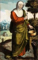 Scuola valenciana, XVI secolo Saint Martha of Bethany Oil on panel Panel cm. 67x42,5