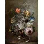 Peter van Kessel (attribuito a) Flower bouquet in a crystal vase Oil on canvas Canvas cm. 48x36,5.