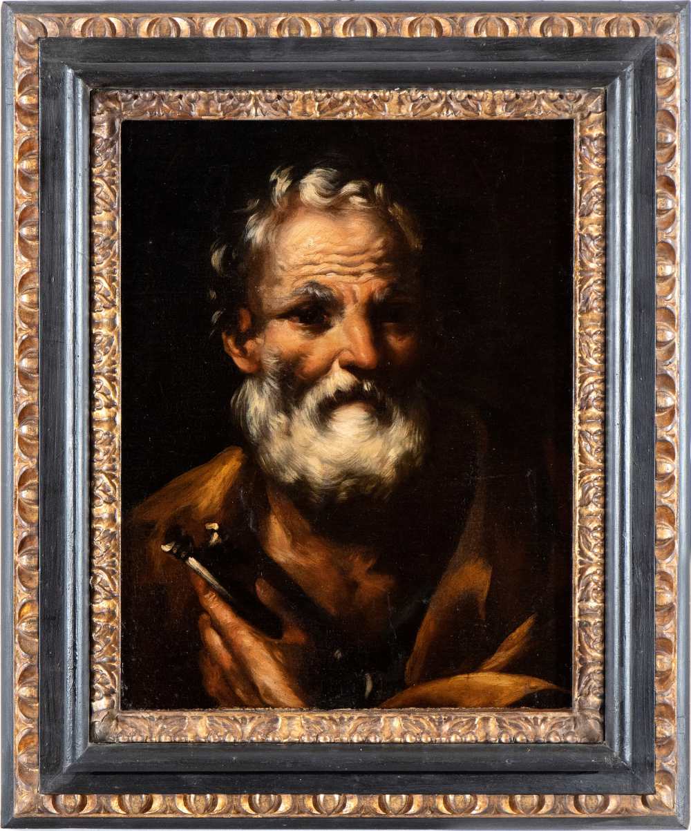 Artista napoletano, prima metà XVII secolo Saint Peter Oil on canvas Canvas cm. 60x47. Framed - Image 2 of 4