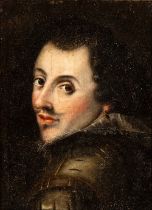 Artista fiammingo, XVII secolo Portrait of a gentleman with a moustache Oil on canvas Canvas cm.