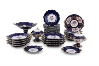 A 19TH CENTURY CHINA PART DESSERT SERVICE the white central reserve decorated with hand painted