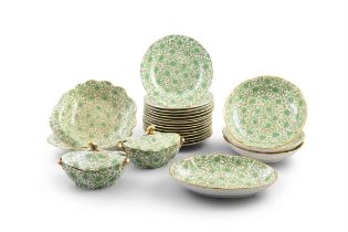 A 19TH CENTURY SPODE CHINA PART DESSERT SERVICE the off white ground decorated with foliate