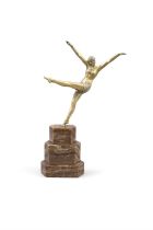 D. CHIPARIUS (20TH CENTURY) Bronze Dancer Raised on stepped marble base, the figure 21.