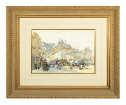 ROBERT WEIR ALLEN (1851-1942) Market Scene Watercolour, 34.5 x 50cm Signed
