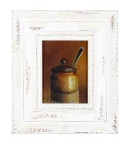 D.M. SHANNY (20TH/21ST CENTURY) Honey Pot, Lid On Oil on canvas, 20.5 x 15.5cm Signed