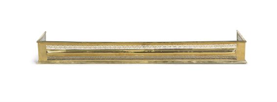 A PIERCED BRASS RECTANGULAR CURB FENDER 160.5cm long