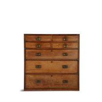 AN IRISH MAHOGANY CAMPAIGN CHEST BY ROSS OF DUBLIN, 19TH CENTURY in two sections,