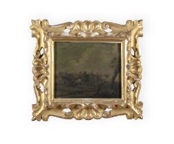 PORTUGUESE SCHOOL, 17TH CENTURY Battle Scenes, a pair Oil on copper panel. 25 x 29cms Inscribed