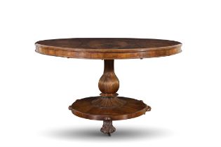 A FINE WILLIAM IV ROSEWOOD TILT-TOP BREAKFAST TABLE of circular form, supported on panelled