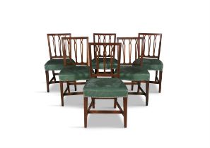 A SET OF SIX 19TH CENTURY MAHOGANY FRAMED DINING CHAIRS, each with pierced openwork back with