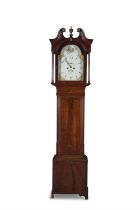 A GEORGE IV INLAID MAHOGANY LONGCASE CLOCK, NEWRY, the arched hood with a swan neck pediment,