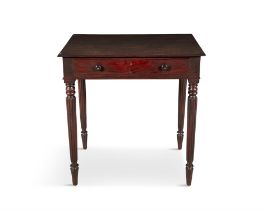 A MAHOGANY CHAMBER TABLE BY GILLOWS, 19TH CENTURY fitted with frieze drawer, raised on turned