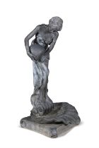 AFTER EMILE CARLIER, A LARGE BRONZE WATER FOUNTAIN SCULPTURE, 20TH CENTURY depicted as a