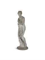 A CARVED SANDSTONE FIGURE OF SUSANNAH, 20TH CENTURY her hair tied up with ribbon in classical