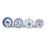 FIVE BLUE AND WHITE DISHES WITH FLOWERS AND BIRDS 中國18-20世紀 青花花鳥紋盤六件 China,