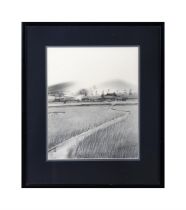 A SET OF FOUR FRAMED 'COUNTRYSIDE LANDSCAPE' PRINTS, WITH ARTIST'S SEAL Japan,