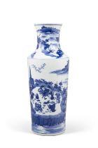 A BLUE AND WHITE ‘JOY OF FISHERMEN’ ROULEAU VASE 20世紀 青花漁家樂棒槌瓶 China, 20th century H: 34.