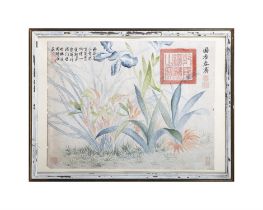 AN INK AND COLOUR PAPER PAINTING OF ORCHID FLOWERS 20世紀初 紙本設色 蘭花圖 China, early 20th