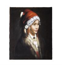 PORTRAIT OF A YOUNG ETHNIC GIRL Oil on canvas With ‘0182024087606’ on verso Size: 59.