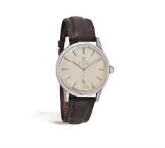 A MECHANICAL STAINLESS STEEL ‘SEAMASTER’ WRISTWATCH, BY OMEGA, CIRCA 1960, the circular cream dial,