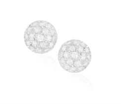 A PAIR OF DIAMOND EARRINGS, each of domed stud design, pavé-set with brilliant-cut diamonds,