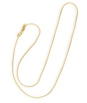 A GOLD NECKLACE, of polished snake-link design, mounted in 18K gold, length 42.5cm