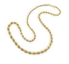 A GOLD NECKLACE, of graduating rope-twist design, mounted in 9K gold, maker’s mark, length 42.3cm