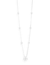 A DIAMOND NECKLACE, the fine cable-link chain with brilliant-cut diamond spacers,