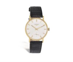 A MECHANICAL GOLD WRISTWATCH, BY LONGINES, the circular cream dial with golden baton hour markers,