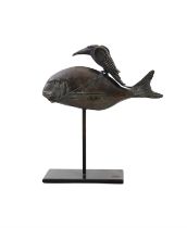 Patrick O’Reilly (b.1957) Bird and Fish Bronze, 38cm high (15") Signed with monogram,