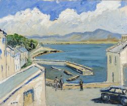 Letitia Marion Hamilton RHA (1878 - 1964) The Harbour, Roundstone, with the Twelve Pins Oil on