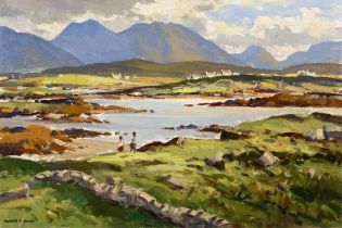 Maurice C. Wilks ARHA RUA (1910 - 1984) The Twelve Pins, from Roundstone, Co. Galway Oil on