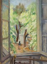 Grace Henry HRHA (1868-1953) View from an Open Window, South of France Oil on canvas laid on