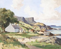 Maurice C. Wilks RUA ARHA (1910 - 1984) A Cottage on the Antrim Coast Oil on board,