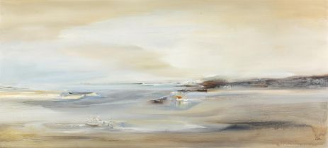 Richard Kingston RHA RUA (1922-2003) View Towards Dun Laoghaire Oil on board, 83 x 182cm (32¾ x