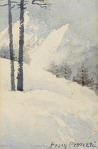 William Percy French (1854-1920) Alpine Landscape Watercolour, 16.5 x 11cm (6½ x 4¼") Signed