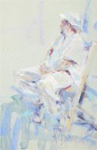 Arthur K. Maderson (b.1942) Waiting for a Punter Gouache, 36 x 23cm (14¼ x 9") Signed; signed