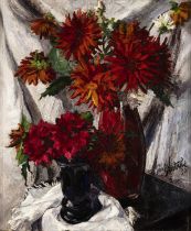 Paul Nietsche (1885-1950) Cactus Dahlias Oil on canvas, 61 x 50.8cm (24 x 20") Signed