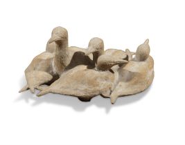 Oisin Kelly RHA (1915-1981) Five Guillemots Earthenware, 18 x 22 x 11cm (7 x 8¾ x 4¼") Kilkenny