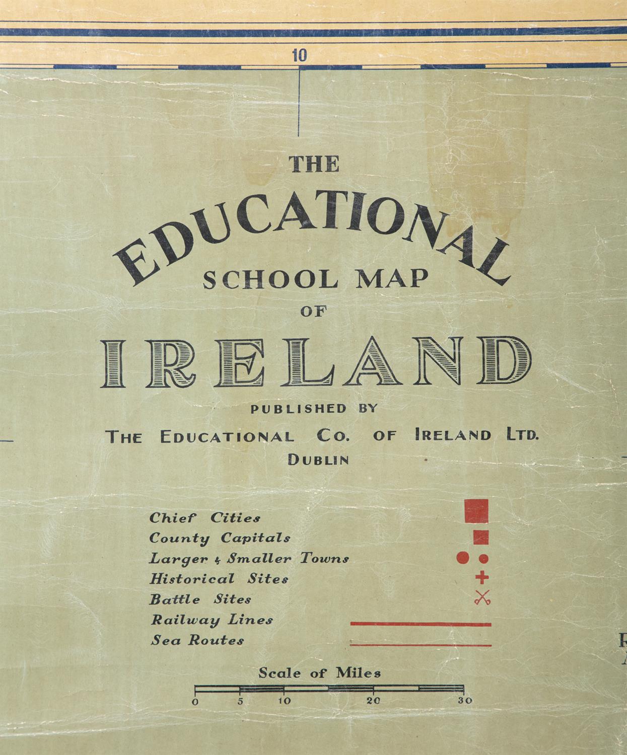 A LARGE MAP 'THE EDUCATIONAL SCHOOL MAP OF IRELAND', stamped 'Ireland' verso. 158cm high, - Bild 3 aus 4