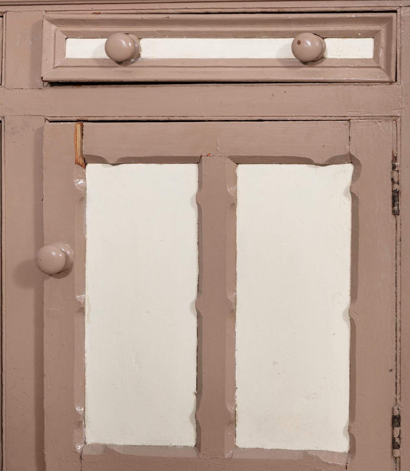 A 19TH CENTURY PAINTED MARRIAGE DRESSER, the moulded cornice above frieze pierced with heart - Image 5 of 5