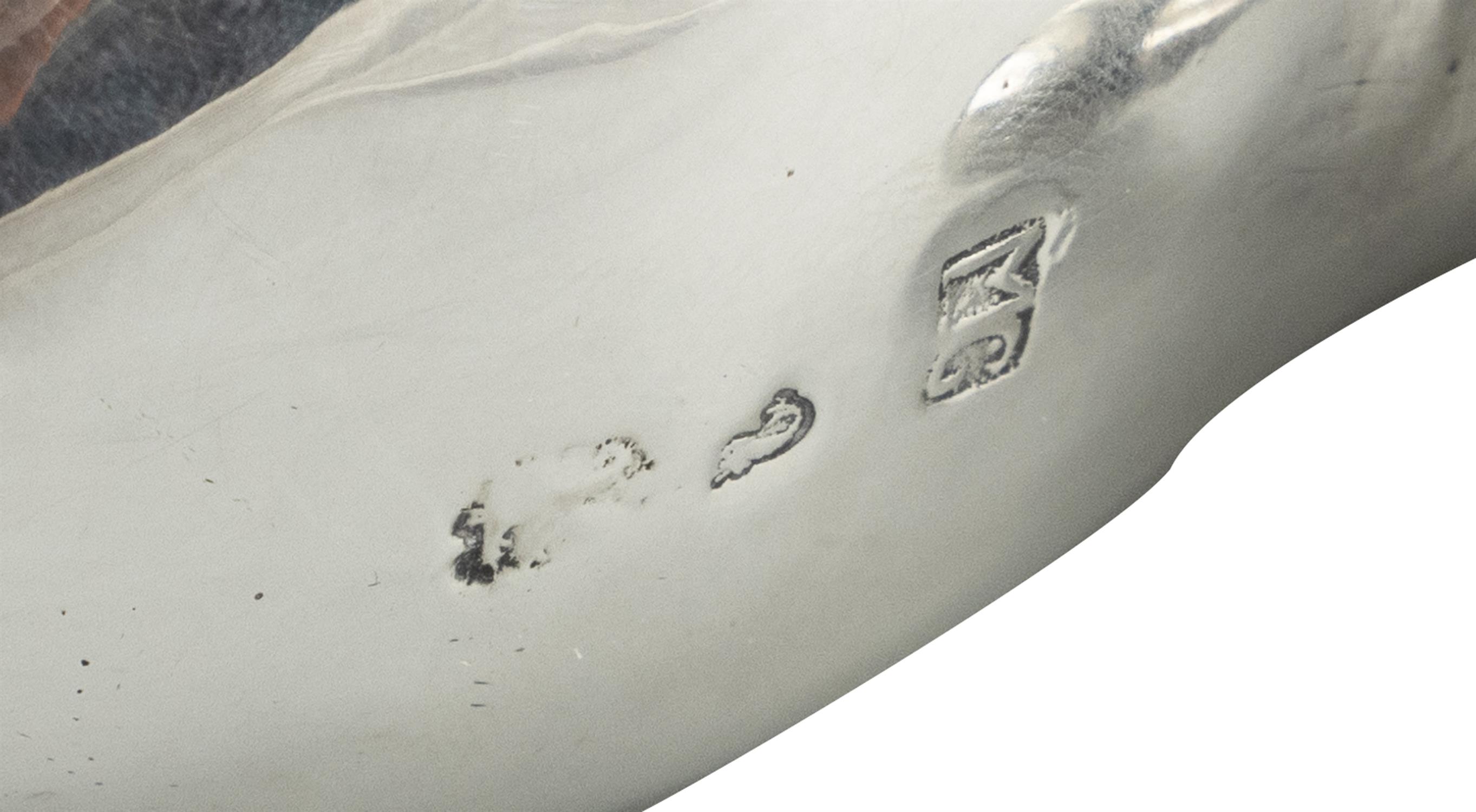 A WHITE METAL COW CREAMER makers mark 'MG', other marks rubbed, modelled standing, - Image 3 of 3