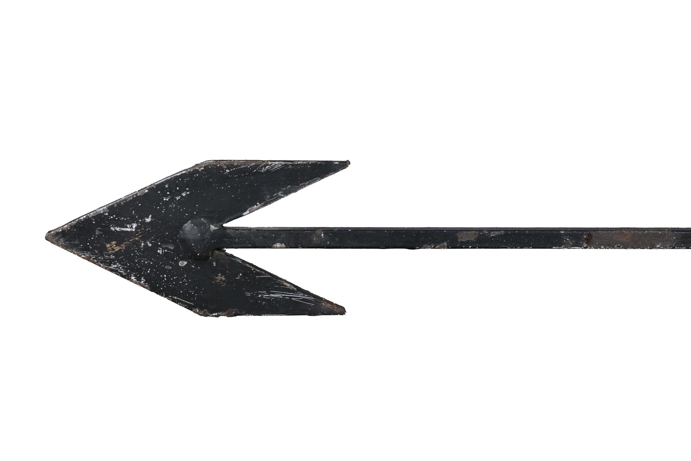 A WROUGHT IRON WIND VANE with wrought iron arrow and copper flat pike fish, 114cm wide - Image 4 of 4