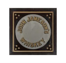 A 'JOHN JAMESON'S WHISKEY' PAINTED ADVERTISING MIRROR 50 x 50cm