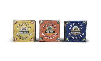 A COLLECTION OF THREE BISCUIT TINS, each decorated in 'Gearys' Biscuits, Limerick' labels in