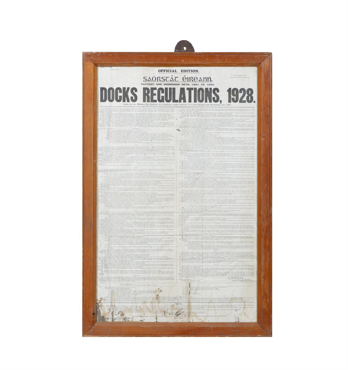 A FRAMED COPY OF 'DOCKS REGULATIONS, 1928', 86 x 54.5cm - Image 2 of 4