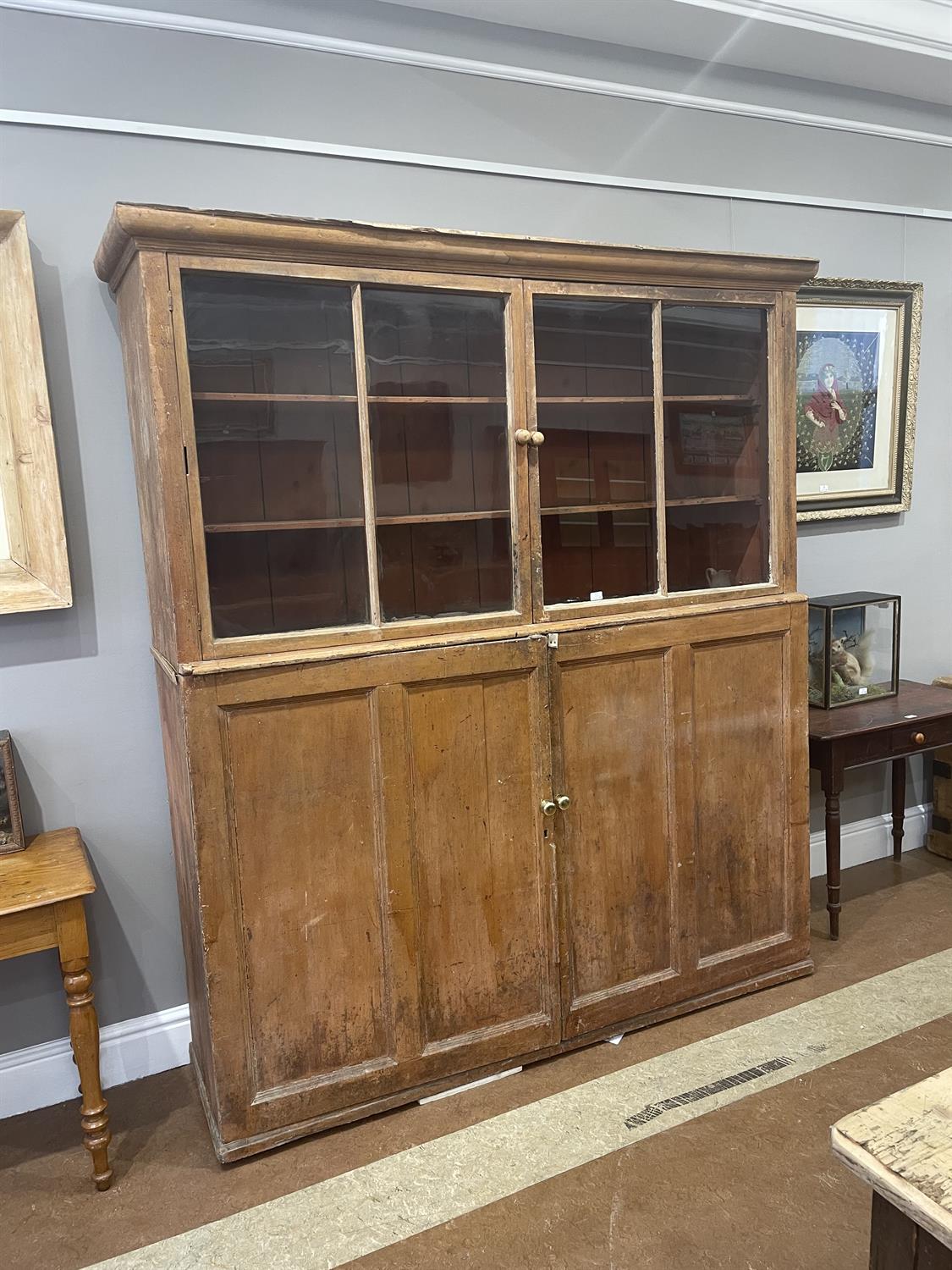 A LARGE 19TH CENTURY PAINTED COUNTRY HOUSE LARDER, moulded cornice above twin two panel glazed - Image 17 of 18