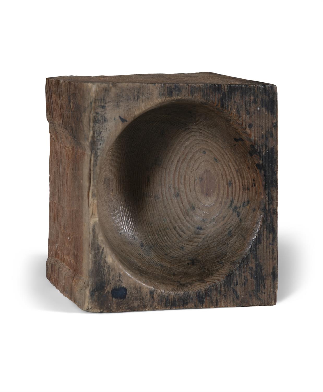 A PAIR OF TIMBER SQUARE SHAPED BLOCK PINE COUNTER WELLS 19cm high, 14cm wide, 15cm deep - Image 3 of 3