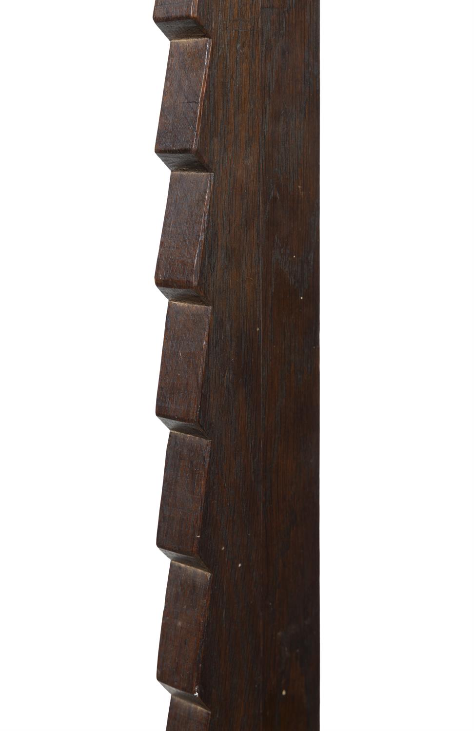 A IRON AND TIMBER ADJUSTABLE RUSH LIGHT, on X-framed base. 120.5cm high (not extended) - Image 3 of 3